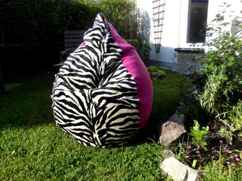 Sitzsack ca. 270 l" von Lux " Plüsch Zebra/ Lederoptik pink