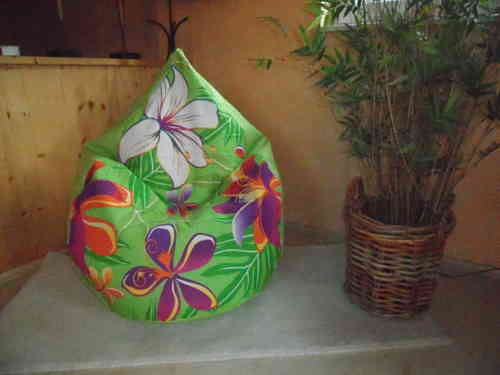 Sitzsack " von Lux " Blumen- Design / Lederoptik apfelgrün